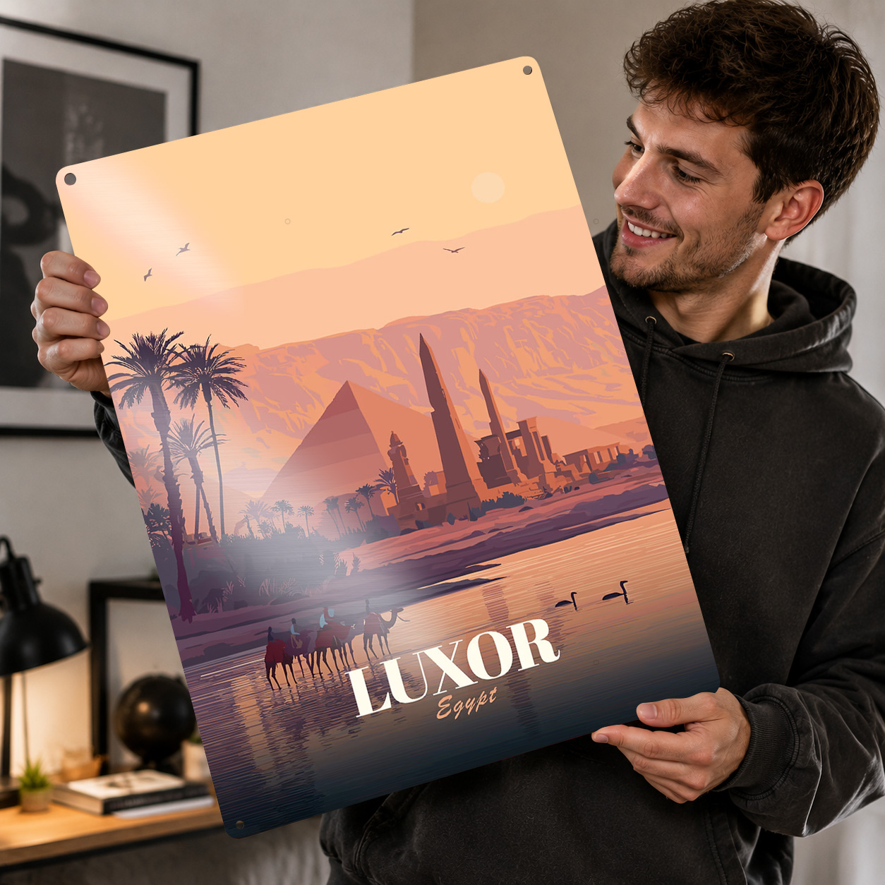 Travel Accessories Egypt - Póster metálico de viaje a Luxor,