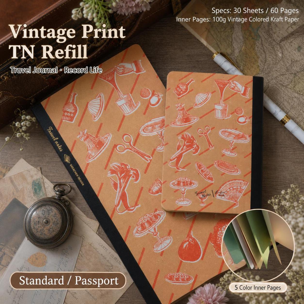 Cuaderno de Viajero Retro, Pág - Travel Notebook Journal reseña y precio
